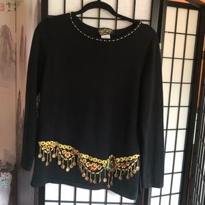 Bob Mackie xtra small embellished black sweater
